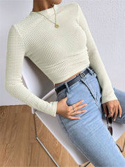 Pull gaufré slim col rond