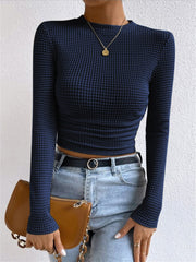 Pull gaufré slim col rond