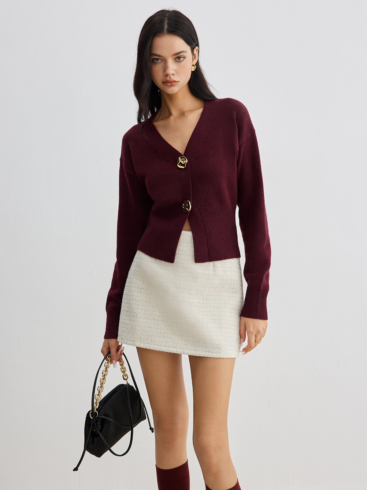 Cardigan court boutons métal
