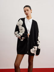 Cardigan fleuri laine