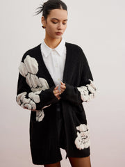 Cardigan fleuri laine