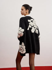 Cardigan fleuri laine