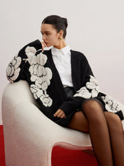 Cardigan fleuri laine