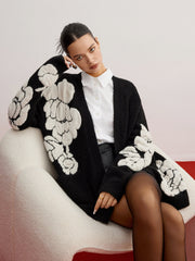 Cardigan fleuri laine