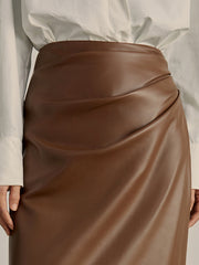 Jupe midi cuir synthétique minimaliste