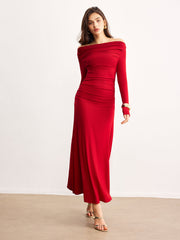 Robe épaules dénudées à volants