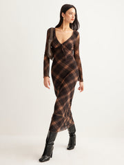 Robe maxi à carreaux semi-transparente