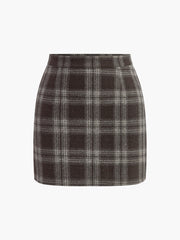 Jupe mini carreaux tweed
