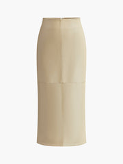 Jupe midi simili cuir passepoil