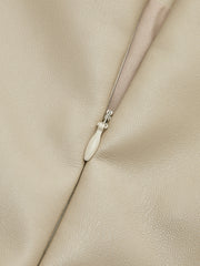 Jupe midi simili cuir passepoil