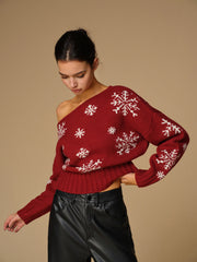 Top tricot asymétrique flocon