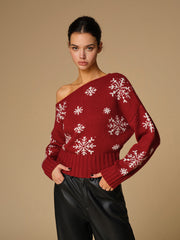 Top tricot asymétrique flocon