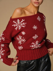 Top tricot asymétrique flocon