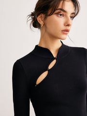 Pull découpé ajusté uni