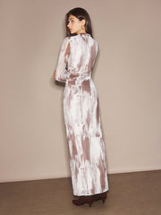 Robe maxi imprimée semi-transparente sans ceinture