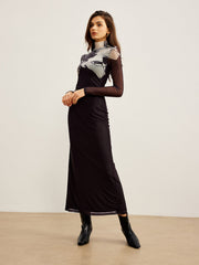 Robe longue col montant imprimée