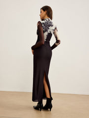Robe longue col montant imprimée