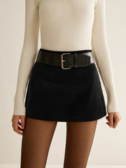 Jupe mini velours ceinturée