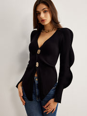 Cardigan manches ondulées