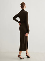 Robe plissée fendue anneau métal