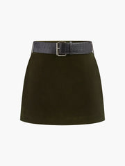 Jupe mini velours ceinturée
