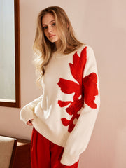 Pull col rond jacquard