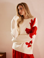 Pull col rond jacquard