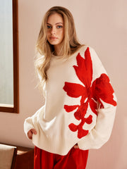 Pull col rond jacquard