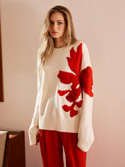 Pull col rond jacquard