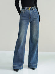 Jean bootcut taille médiane bleu, vue portée de face