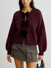 Pull manches lanterne nœud velours