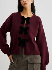 Pull manches lanterne nœud velours