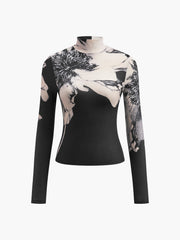 Chemise imprimée col montant