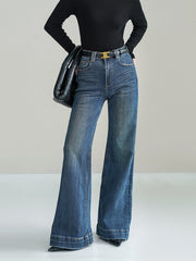 Jean bootcut taille médiane bleu, vue portée de face