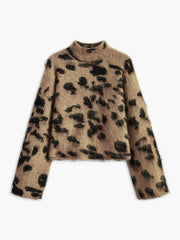 Pull léopard laine effet duveteux