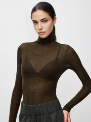 Pull col roulé semi-transparent