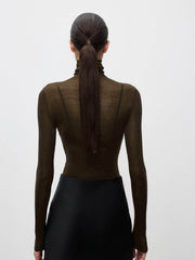 Pull col roulé semi-transparent