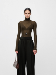 Pull col roulé semi-transparent