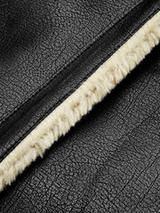 Veste similicuir noire col sherpa