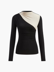 T-shirt color block manches longues