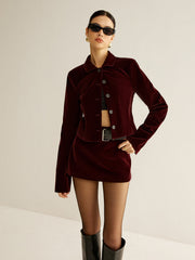 Veste velours bordeaux courte