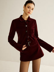 Veste velours bordeaux courte