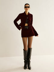 Veste velours bordeaux courte
