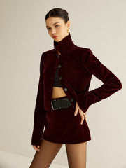 Veste velours bordeaux courte