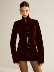 Veste velours bordeaux courte