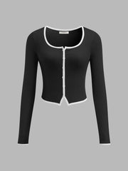 Chemise col carré manches longues
