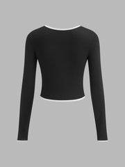 Chemise col carré manches longues