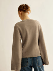 Cardigan col V fendu boutonné
