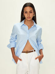 Chemise col rayures fines