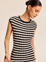 Robe pull rayée manches cape